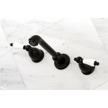 English Vintage KS7020PL Two-Handle 3-Hole Wall Mount Roman Tub Faucet, Matte Black