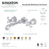 French Country KS7021TX Two-Handle 3-Hole Wall Mount Roman Tub Faucet, Polished Chrome
