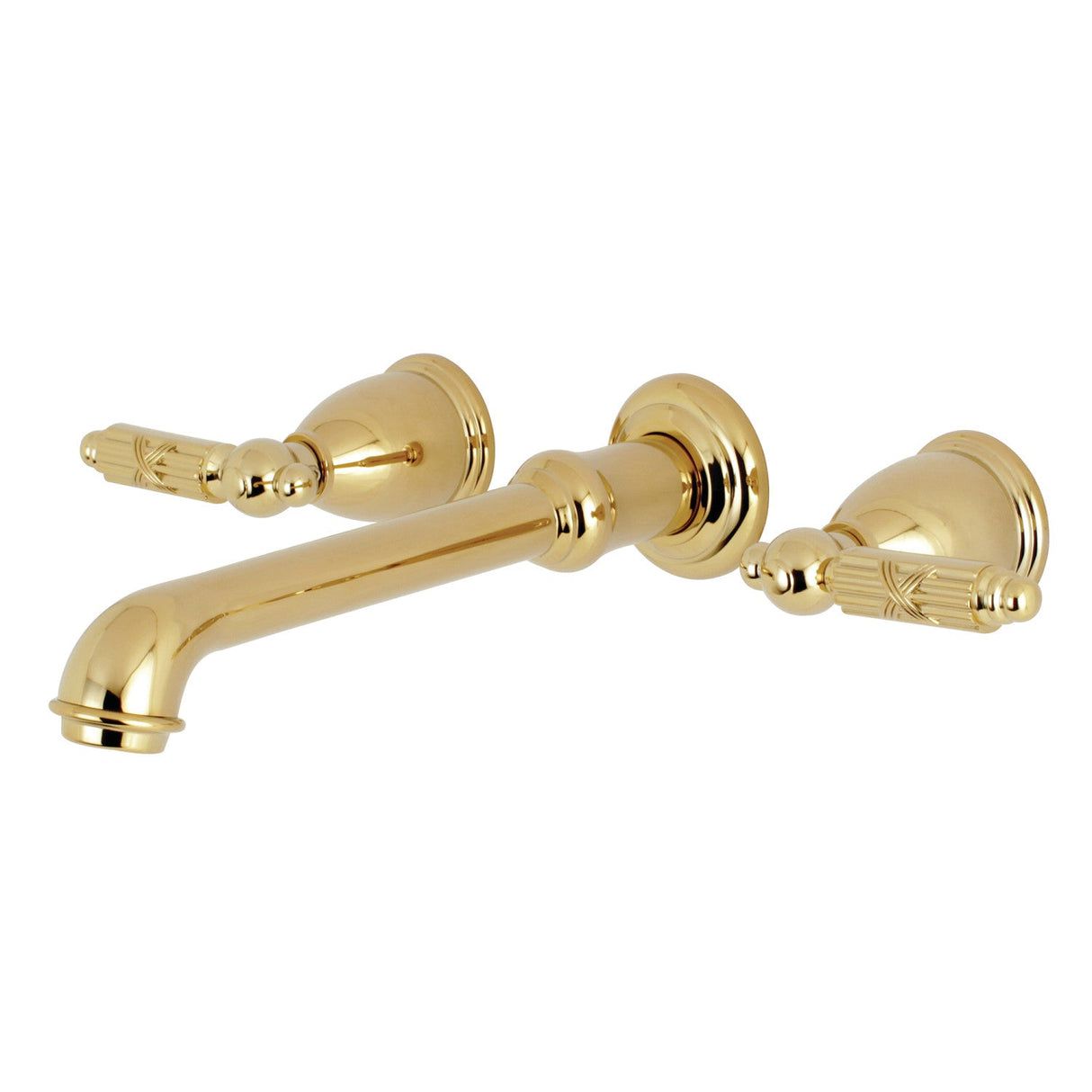 Georgian KS7022GL Two-Handle 3-Hole Wall Mount Roman Tub Faucet, Polished Brass