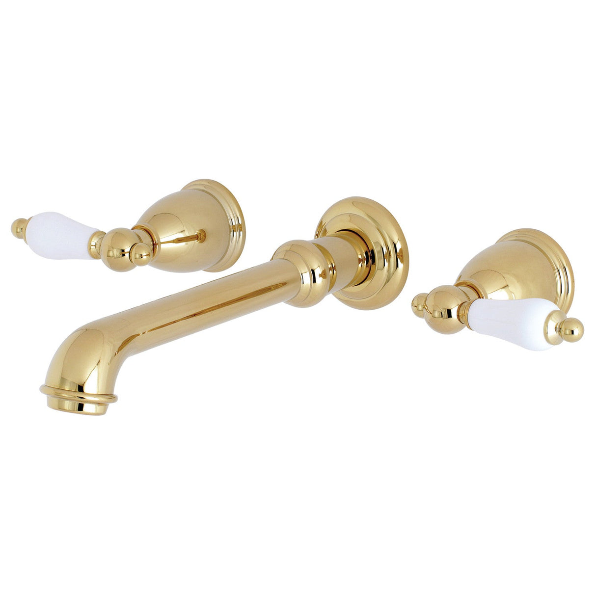 English Vintage KS7022PL Two-Handle 3-Hole Wall Mount Roman Tub Faucet, Polished Brass