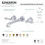 English Country KS7023AL Two-Handle 3-Hole Wall Mount Roman Tub Faucet, Antique Brass