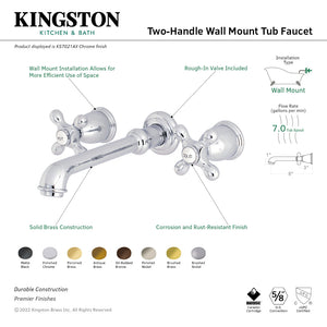 English Country KS7023AX Two-Handle 3-Hole Wall Mount Roman Tub Faucet, Antique Brass