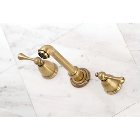 English Country KS7023BL Two-Handle 3-Hole Wall Mount Roman Tub Faucet, Antique Brass
