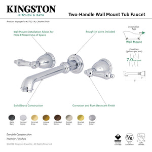 English Country KS7027AL Two-Handle 3-Hole Wall Mount Roman Tub Faucet, Brushed Brass