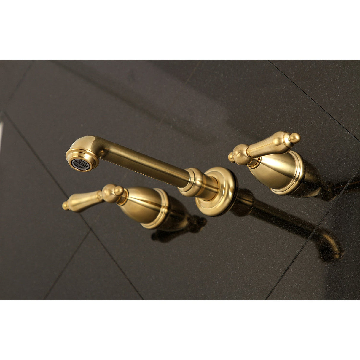 English Country KS7027AL Two-Handle 3-Hole Wall Mount Roman Tub Faucet, Brushed Brass