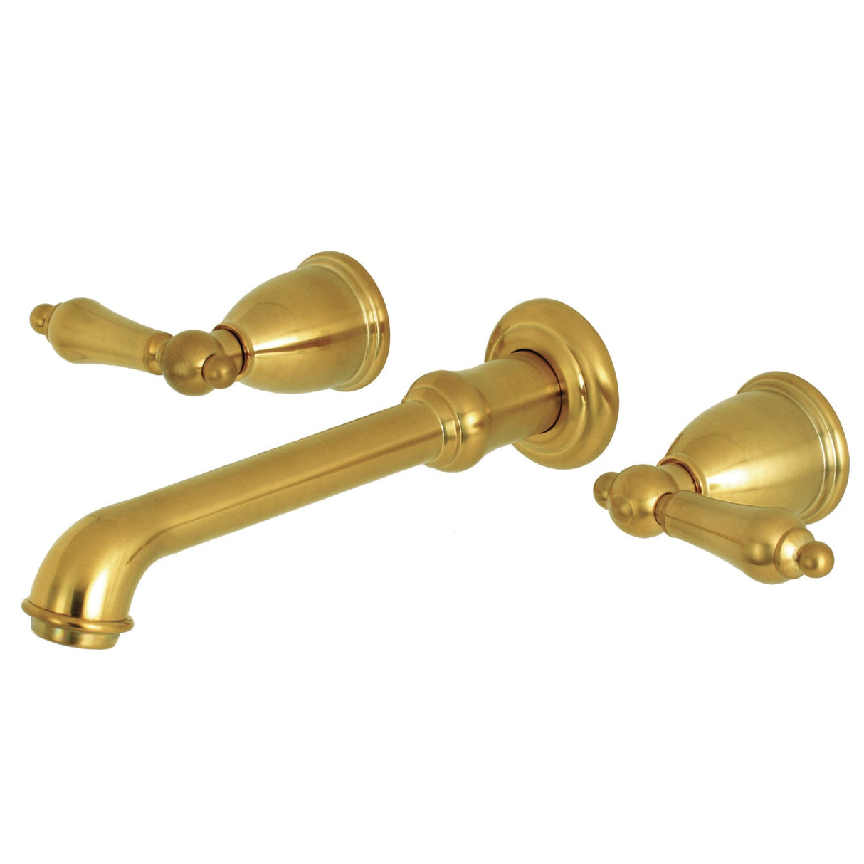 English Country KS7027AL Two-Handle 3-Hole Wall Mount Roman Tub Faucet, Brushed Brass