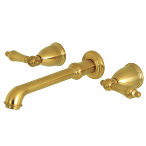 English Country KS7027AL Two-Handle 3-Hole Wall Mount Roman Tub Faucet, Brushed Brass