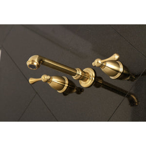 English Country KS7027BL Two-Handle 3-Hole Wall Mount Roman Tub Faucet, Brushed Brass