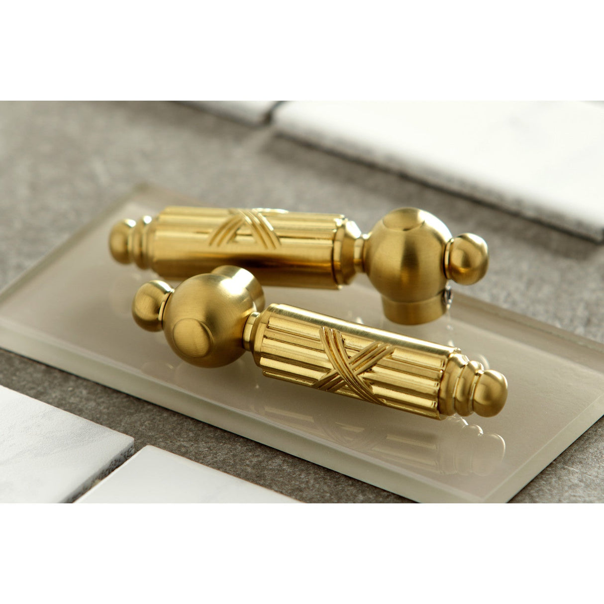 Georgian KS7027GL Two-Handle 3-Hole Wall Mount Roman Tub Faucet, Brushed Brass