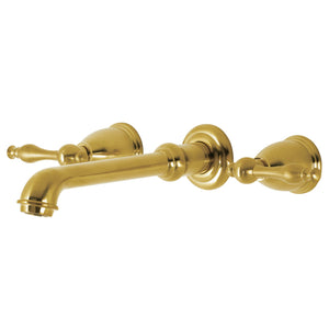 Naples KS7027NL Two-Handle 3-Hole Wall Mount Roman Tub Faucet, Brushed Brass