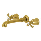 French Country KS7027TX Two-Handle 3-Hole Wall Mount Roman Tub Faucet, Brushed Brass