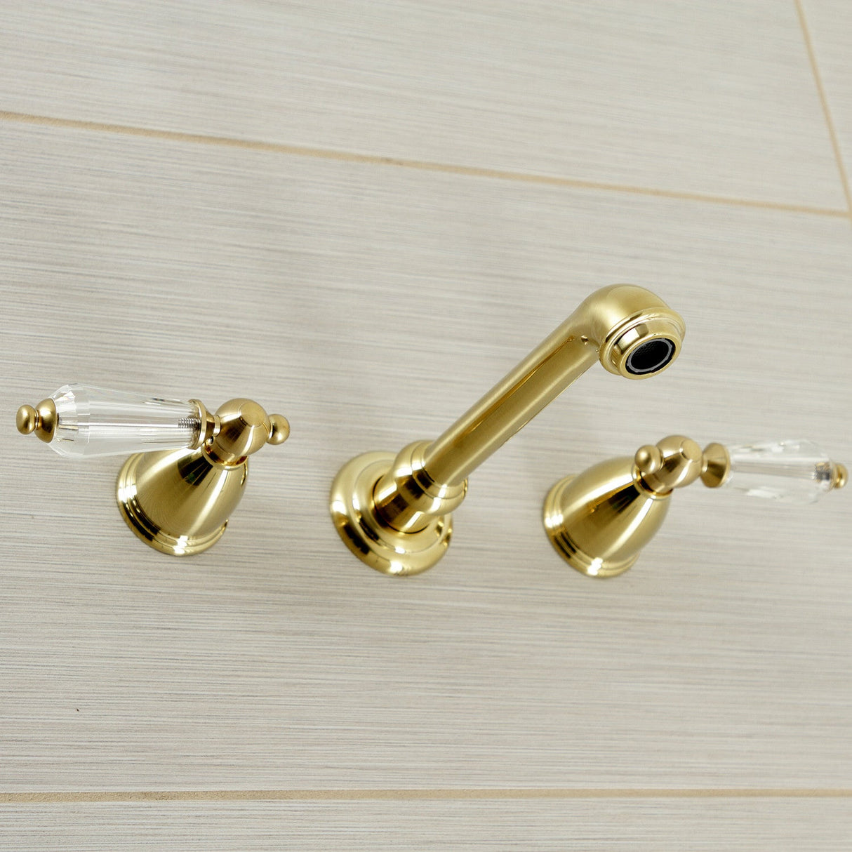 Wilshire KS7027WLL Two-Handle 3-Hole Wall Mount Roman Tub Faucet, Brushed Brass