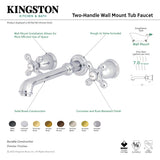 English Country KS7028AX Two-Handle 3-Hole Wall Mount Roman Tub Faucet, Brushed Nickel