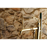 English Country KS7032ABL Single-Handle 1-Hole Freestanding Tub Faucet with Hand Shower, Polished Brass