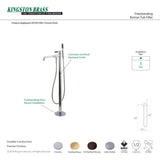 Kaiser KS7032DKL Single-Handle 1-Hole Freestanding Tub Faucet with Hand Shower, Polished Brass