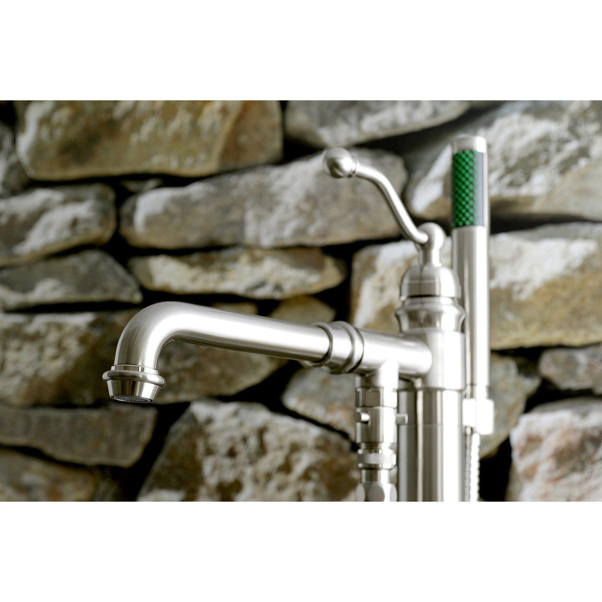 English Country KS7038ABL Single-Handle 1-Hole Freestanding Tub Faucet with Hand Shower, Brushed Nickel