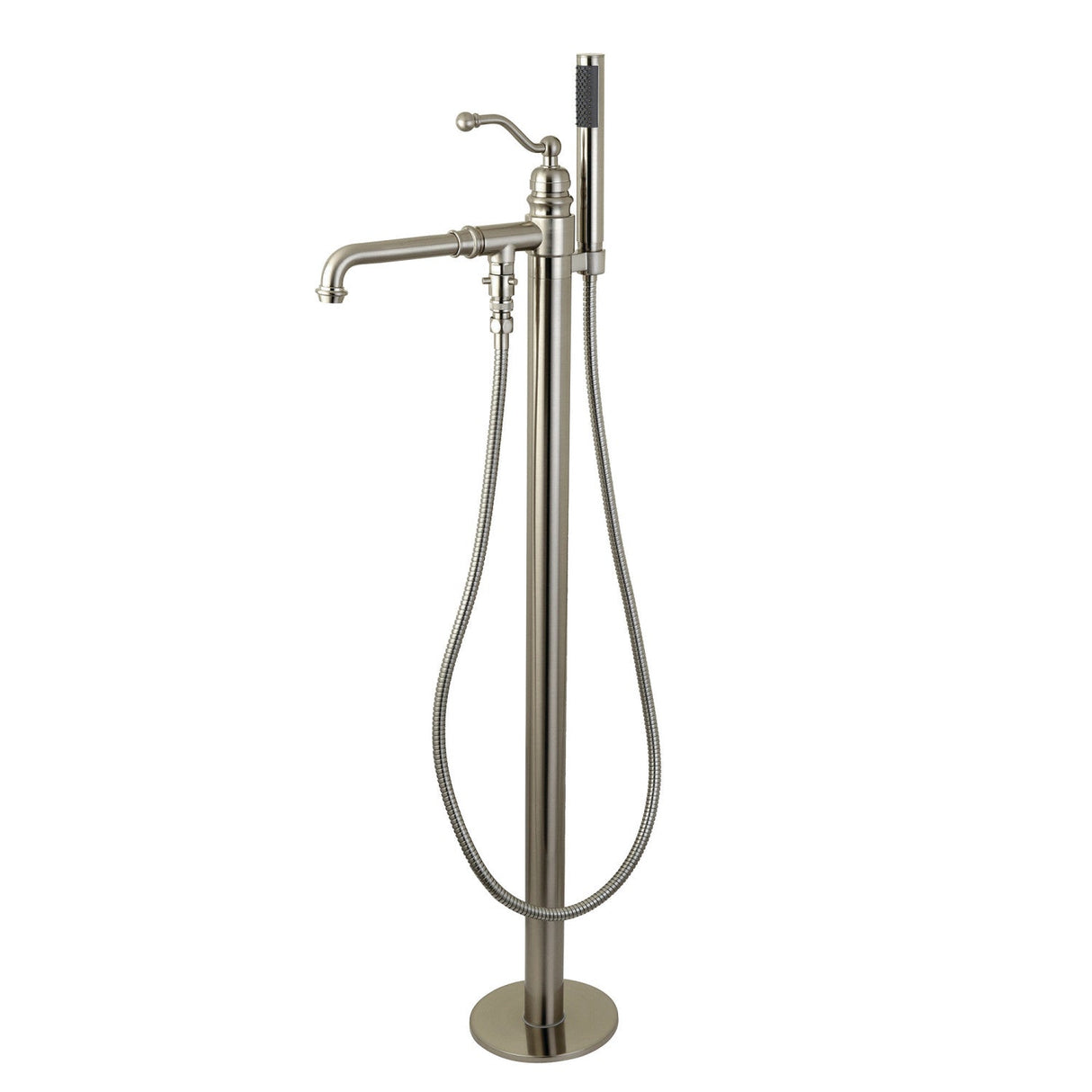 English Country KS7038ABL Single-Handle 1-Hole Freestanding Tub Faucet with Hand Shower, Brushed Nickel