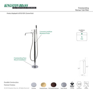 Paris KS7038DPL Single-Handle 1-Hole Freestanding Tub Faucet with Hand Shower, Brushed Nickel