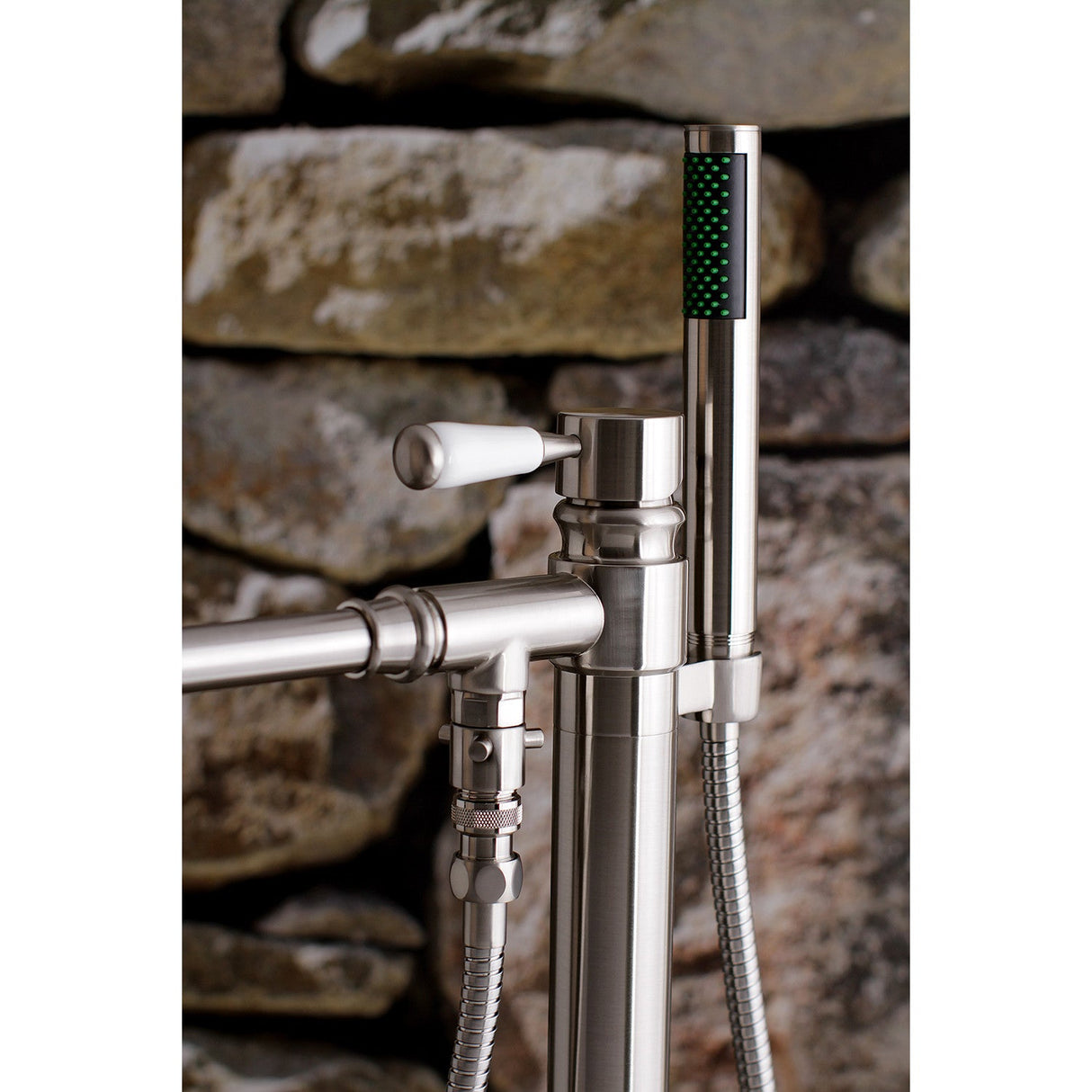 Paris KS7038DPL Single-Handle 1-Hole Freestanding Tub Faucet with Hand Shower, Brushed Nickel