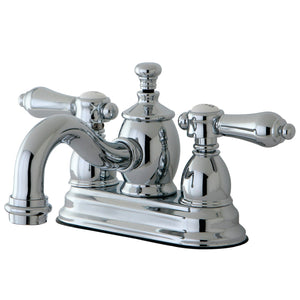 Heirloom KS7101BAL Two-Handle 3-Hole Deck Mount 4" Centerset Bathroom Faucet with Brass Pop-Up, Polished Chrome