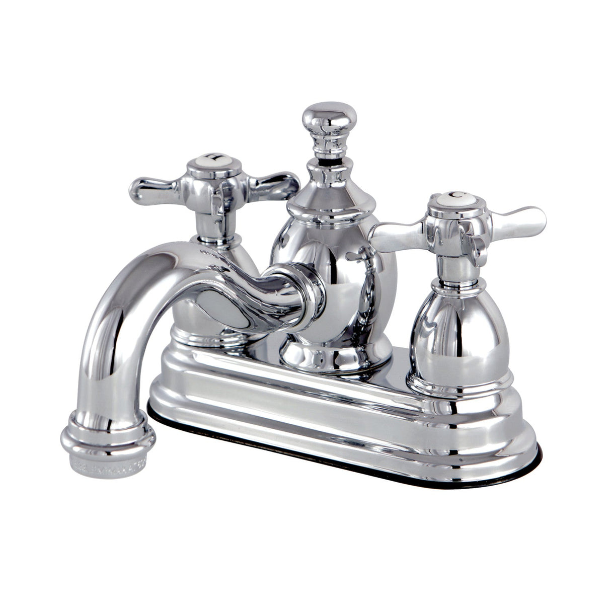 Essex KS7101BEX Two-Handle 3-Hole Deck Mount 4" Centerset Bathroom Faucet with Brass Pop-Up, Polished Chrome