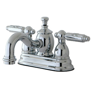 Georgian KS7101GL Two-Handle 3-Hole Deck Mount 4" Centerset Bathroom Faucet with Brass Pop-Up, Polished Chrome