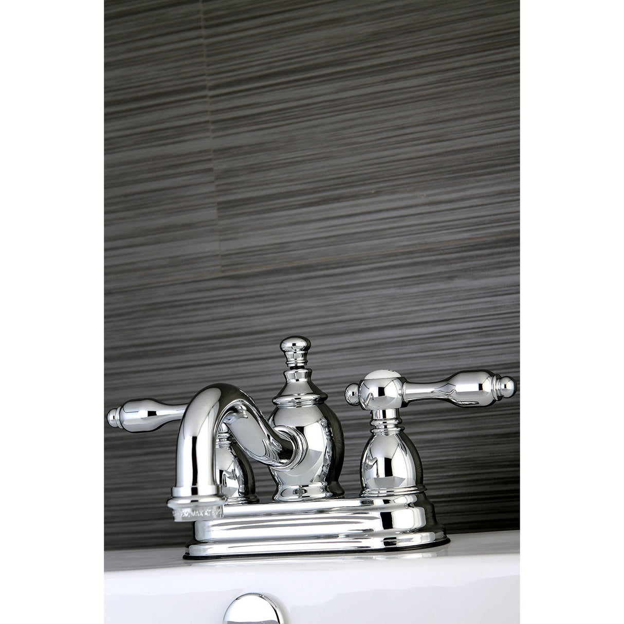 Tudor KS7101TAL Two-Handle 3-Hole Deck Mount 4" Centerset Bathroom Faucet with Brass Pop-Up, Polished Chrome