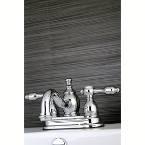 Tudor KS7101TAL Two-Handle 3-Hole Deck Mount 4" Centerset Bathroom Faucet with Brass Pop-Up, Polished Chrome