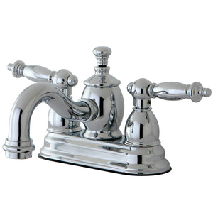 Templeton KS7101TL Two-Handle 3-Hole Deck Mount 4" Centerset Bathroom Faucet with Brass Pop-Up, Polished Chrome