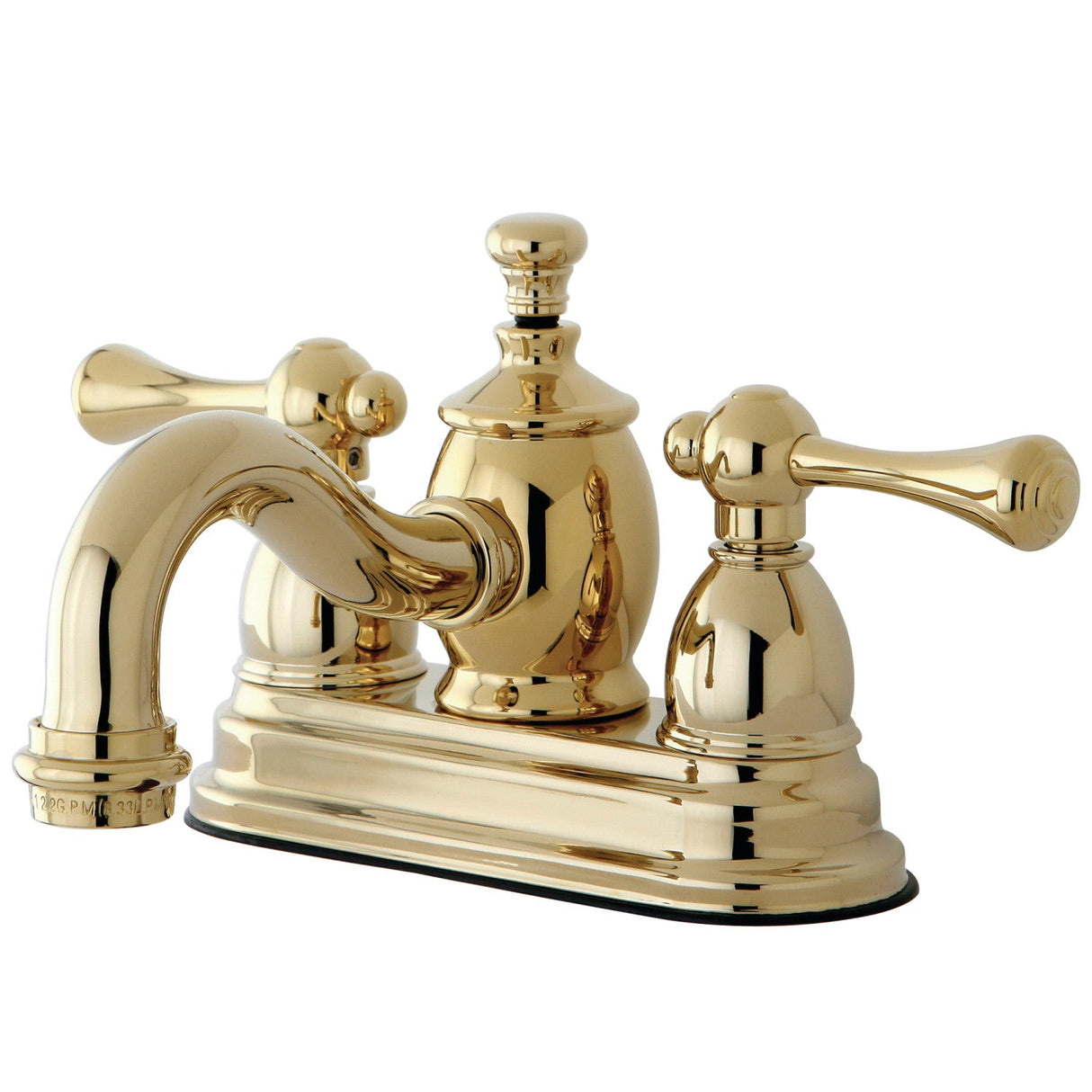 Vintage KS7102BL Two-Handle 3-Hole Deck Mount 4" Centerset Bathroom Faucet with Brass Pop-Up, Polished Brass