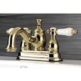 Bel-Air KS7102BPL Two-Handle 3-Hole Deck Mount 4" Centerset Bathroom Faucet with Brass Pop-Up, Polished Brass