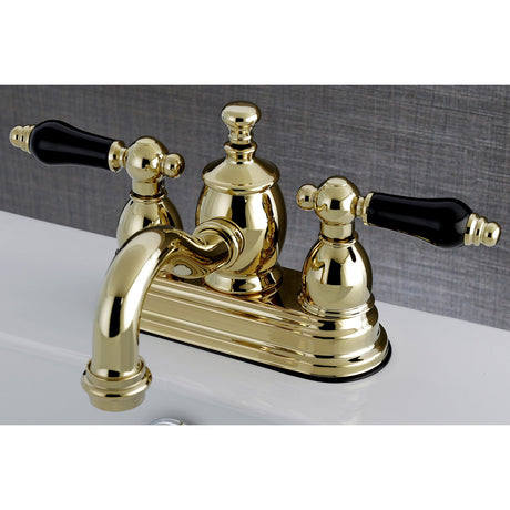 Duchess KS7102PKL Two-Handle 3-Hole Deck Mount 4" Centerset Bathroom Faucet with Brass Pop-Up, Polished Brass