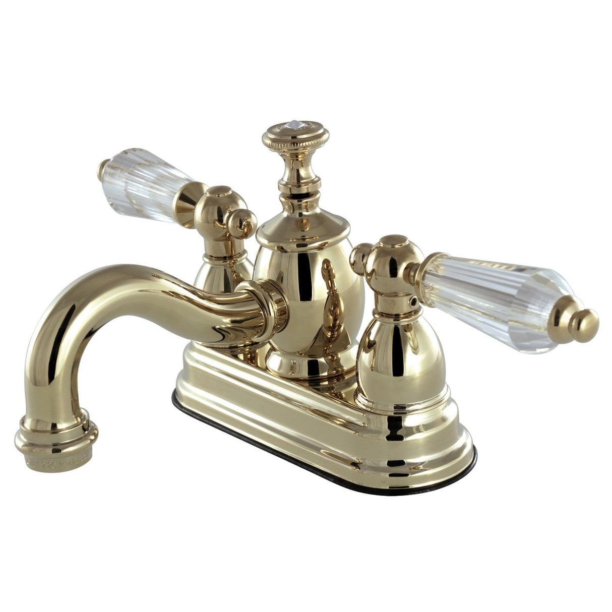 Wilshire KS7102WLL Two-Handle 3-Hole Deck Mount 4" Centerset Bathroom Faucet with Brass Pop-Up, Polished Brass