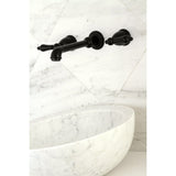 English Country KS7120AL Two-Handle 3-Hole Wall Mount Bathroom Faucet, Matte Black