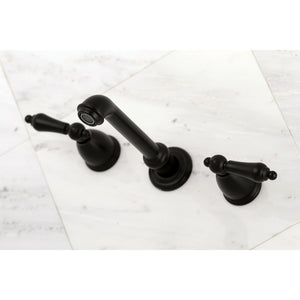 English Country KS7120AL Two-Handle 3-Hole Wall Mount Bathroom Faucet, Matte Black