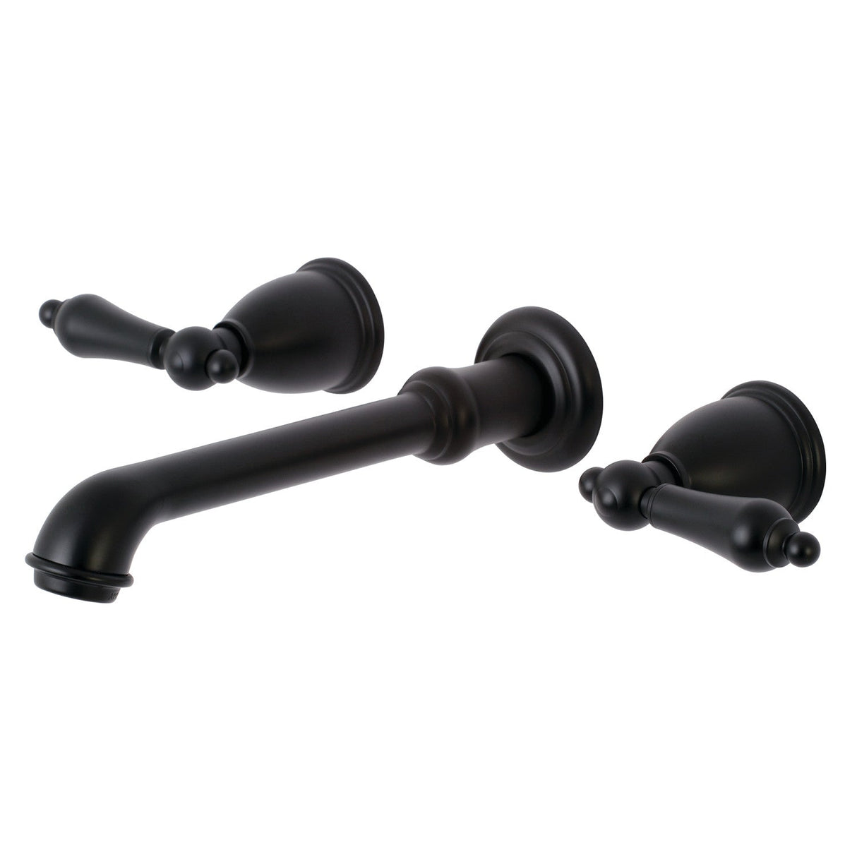 English Country KS7120AL Two-Handle 3-Hole Wall Mount Bathroom Faucet, Matte Black