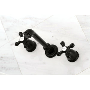 English Country KS7120AX Two-Handle 3-Hole Wall Mount Bathroom Faucet, Matte Black
