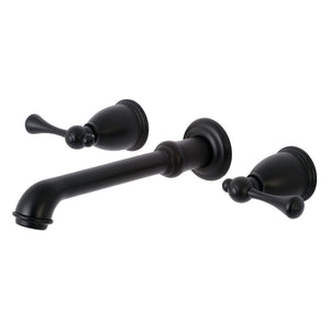 English Country KS7120BL Two-Handle 3-Hole Wall Mount Bathroom Faucet, Matte Black
