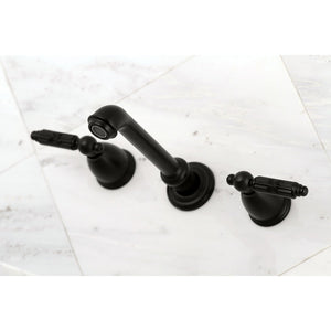 Georgian KS7120GL Two-Handle 3-Hole Wall Mount Bathroom Faucet, Matte Black