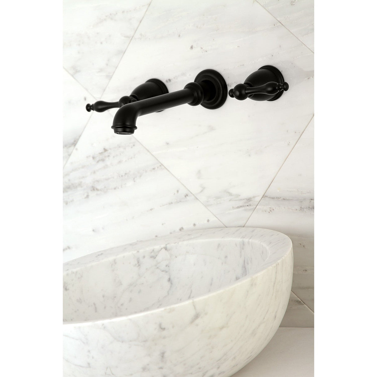 Naples KS7120NL Two-Handle 3-Hole Wall Mount Bathroom Faucet, Matte Black