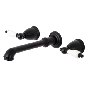 English Country KS7120PL Two-Handle 3-Hole Wall Mount Bathroom Faucet, Matte Black