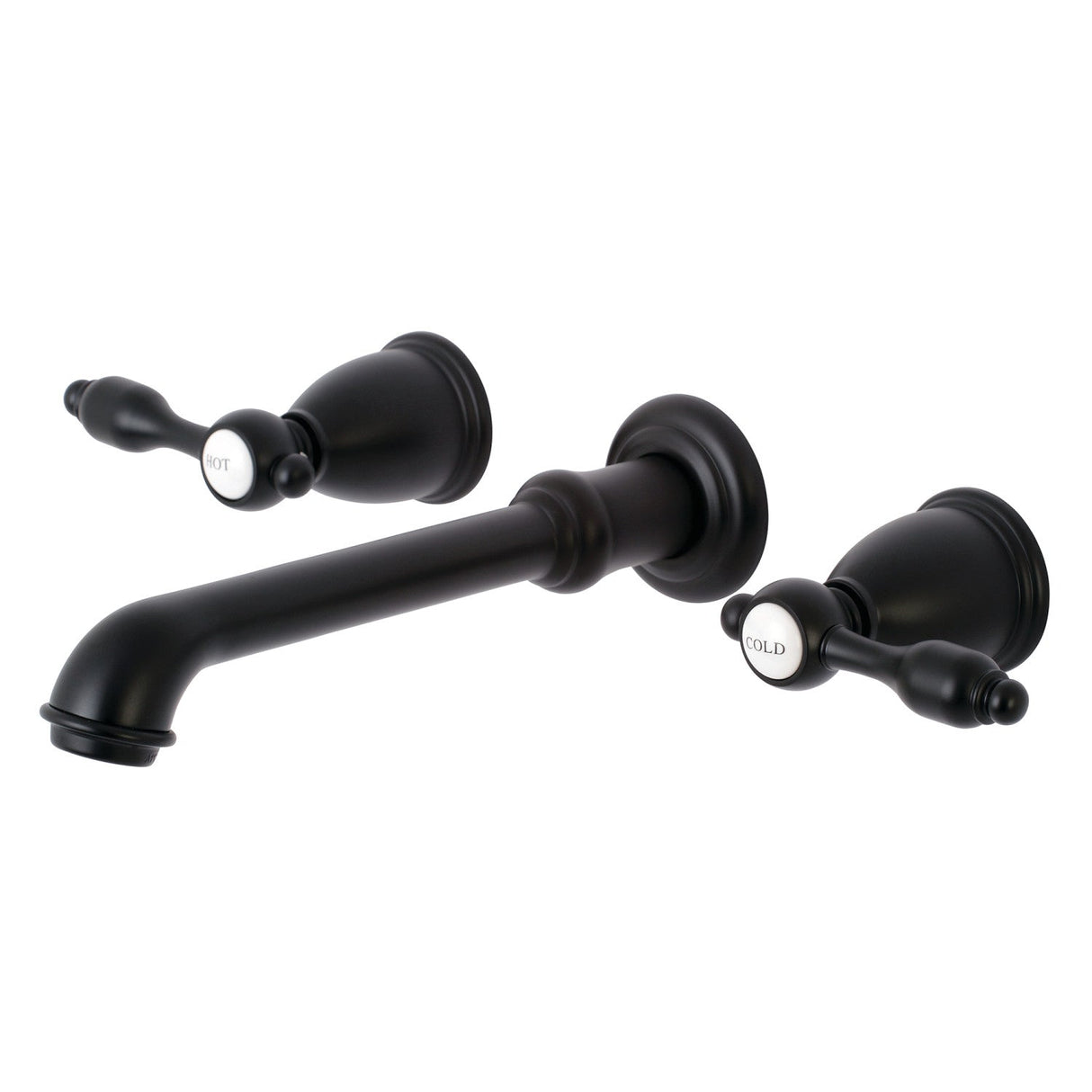 Tudor KS7120TAL Two-Handle 3-Hole Wall Mount Bathroom Faucet, Matte Black