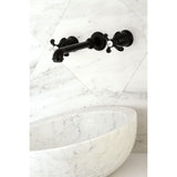 French Country KS7120TX Two-Handle 3-Hole Wall Mount Bathroom Faucet, Matte Black