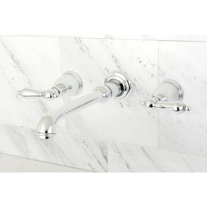 English Country KS7121AL Two-Handle 3-Hole Wall Mount Bathroom Faucet, Polished Chrome