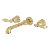 English Country KS7122AL Two-Handle 3-Hole Wall Mount Bathroom Faucet, Polished Brass