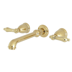 English Country KS7122AL Two-Handle 3-Hole Wall Mount Bathroom Faucet, Polished Brass