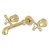English Country KS7122AX Two-Handle 3-Hole Wall Mount Bathroom Faucet, Polished Brass