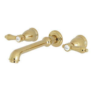 Heirloom KS7122BAL Two-Handle 3-Hole Wall Mount Bathroom Faucet, Polished Brass