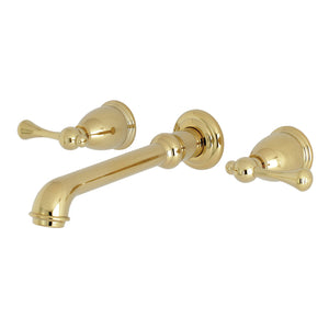 English Country KS7122BL Two-Handle 3-Hole Wall Mount Bathroom Faucet, Polished Brass