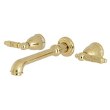 Georgian KS7122GL Two-Handle 3-Hole Wall Mount Bathroom Faucet, Polished Brass
